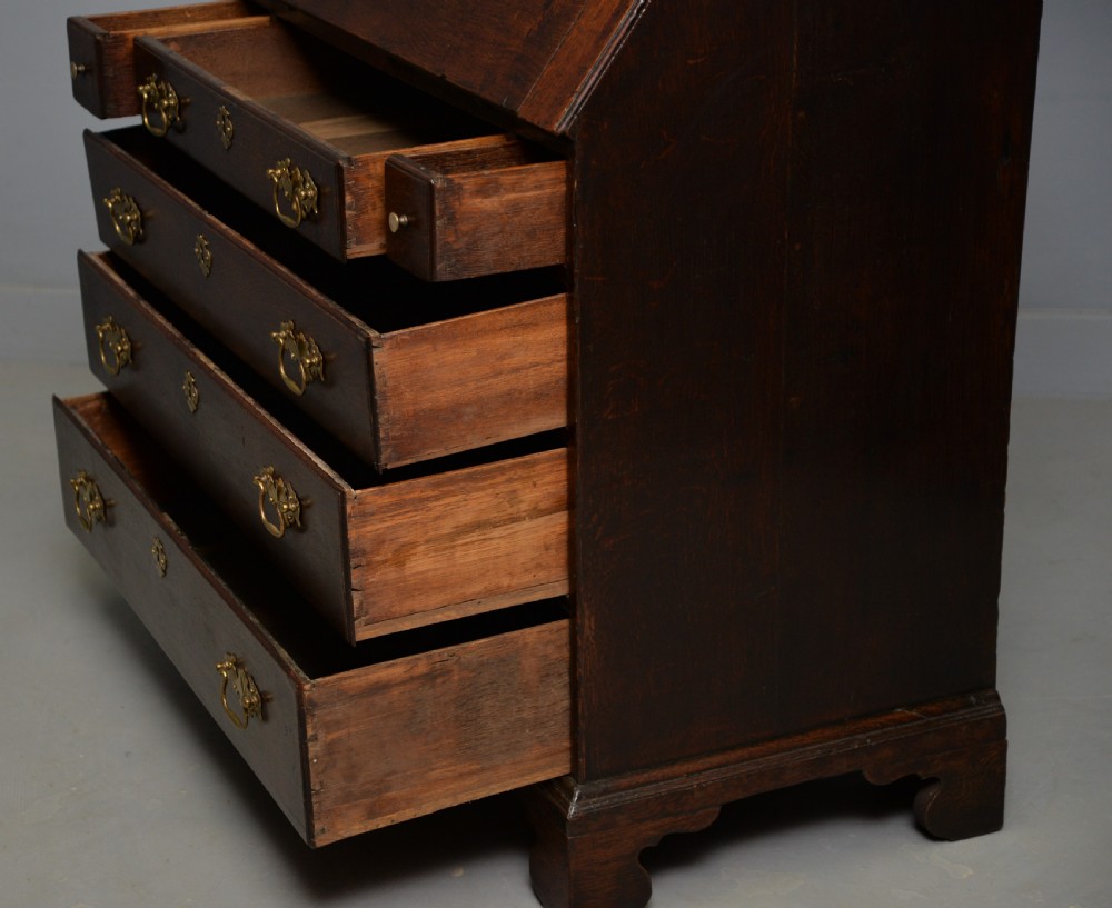 Georgian George III Oak Bureau Bookcase Cabinet View XXV