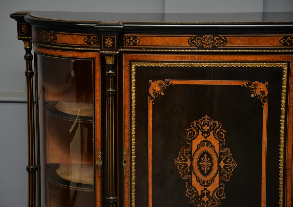 Fine Antique French Ebonised And Amboyna Credenza Cabinet Sideboard View II