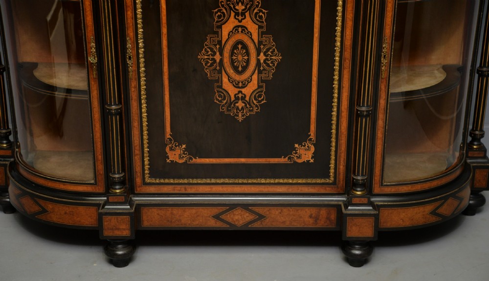 Fine Antique French Ebonised And Amboyna Credenza Cabinet Sideboard View III
