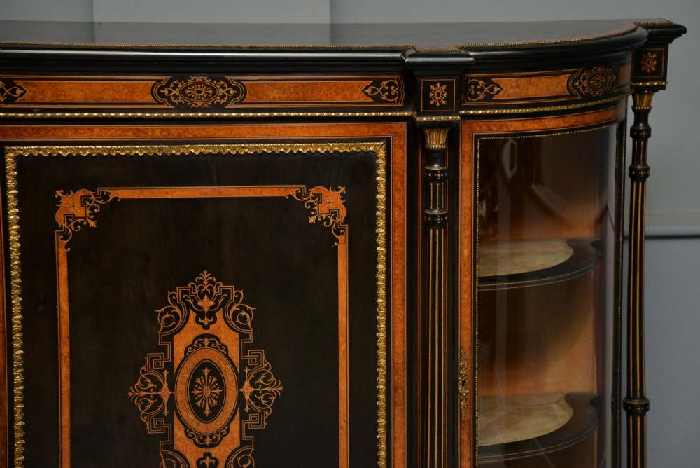Fine Antique French Ebonised And Amboyna Credenza Cabinet Sideboard View IV