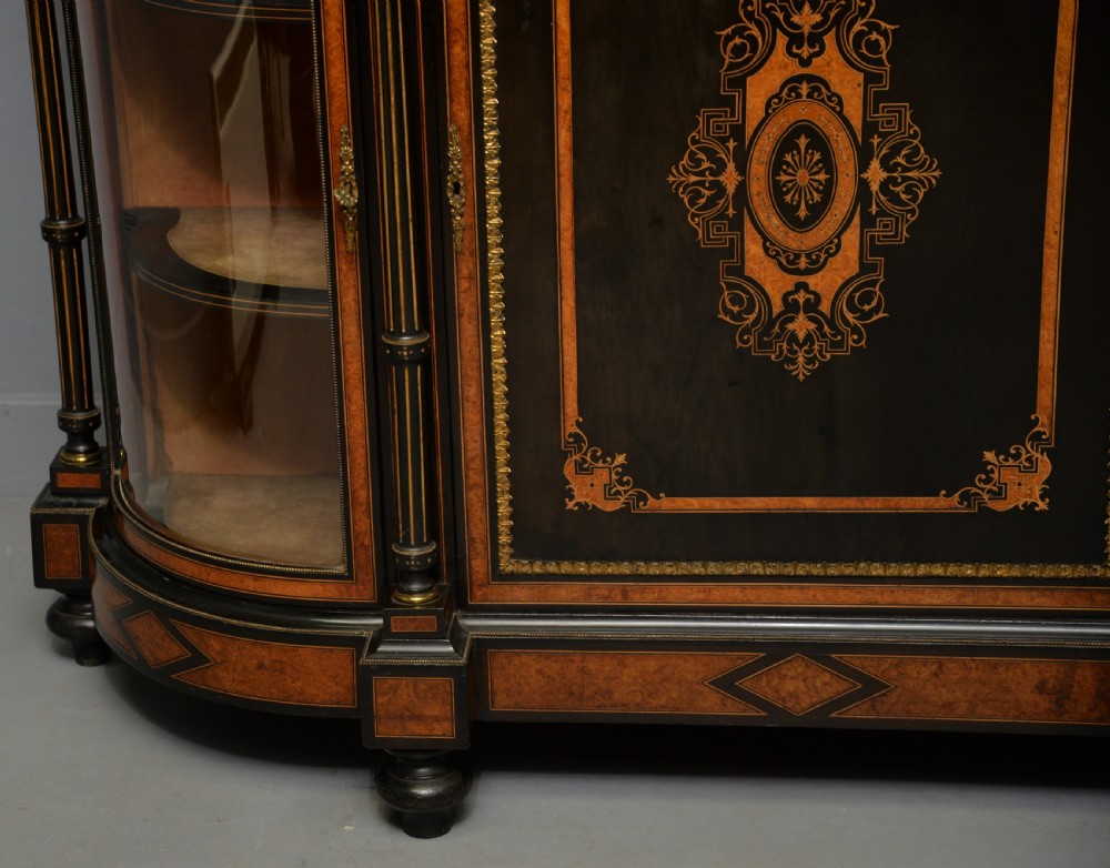 Fine Antique French Ebonised And Amboyna Credenza Cabinet Sideboard View V