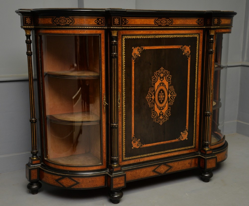 Fine Antique French Ebonised And Amboyna Credenza Cabinet Sideboard View VII