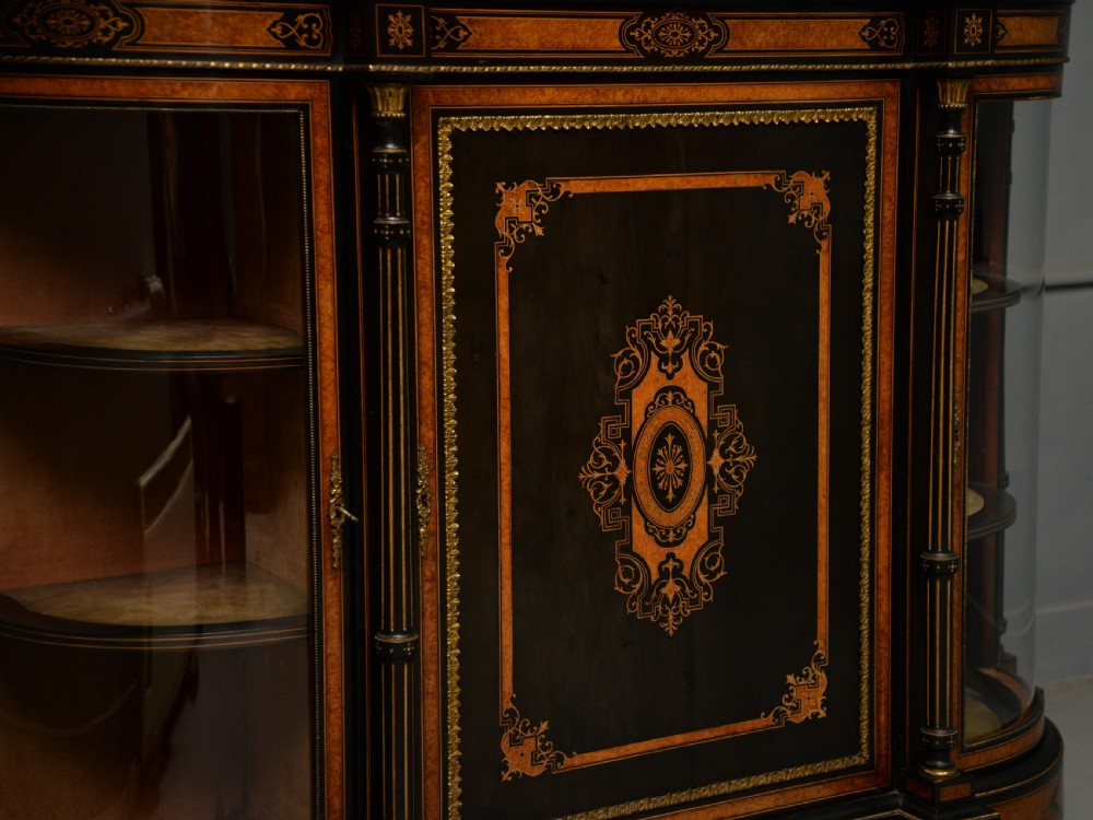 Fine Antique French Ebonised And Amboyna Credenza Cabinet Sideboard View VIII