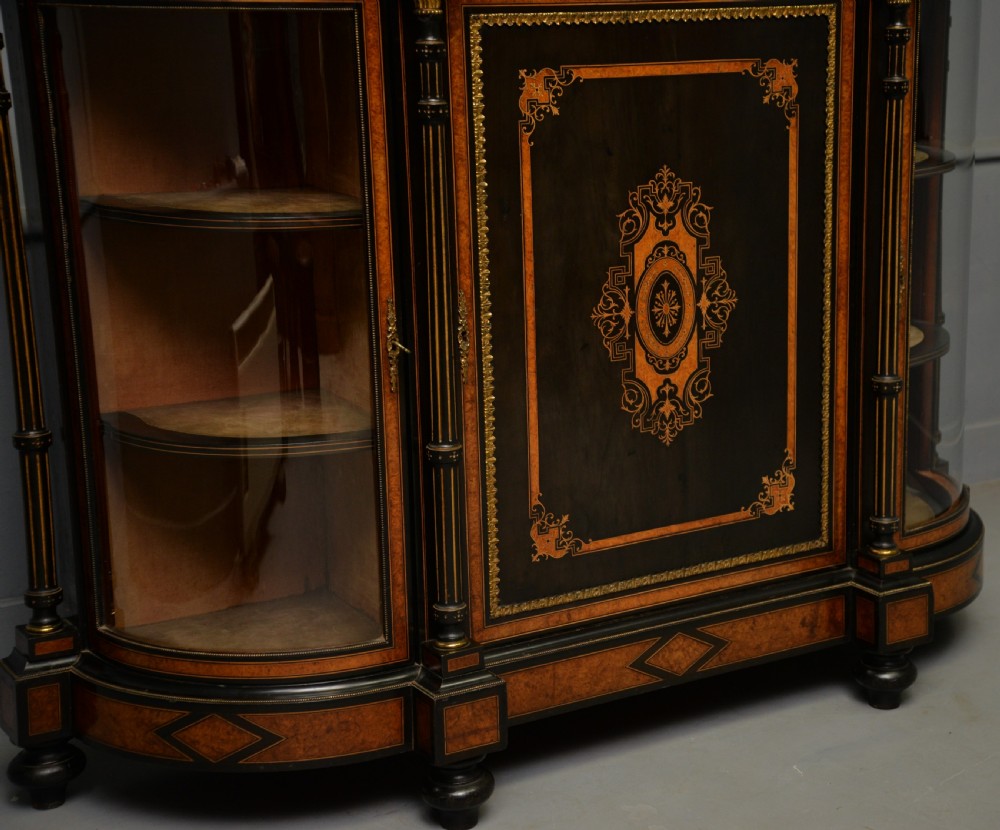 Fine Antique French Ebonised And Amboyna Credenza Cabinet Sideboard View IX