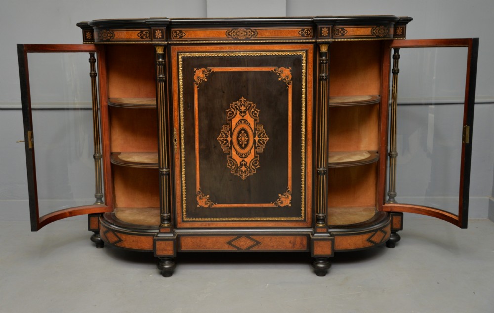 Fine Antique French Ebonised And Amboyna Credenza Cabinet Sideboard View X