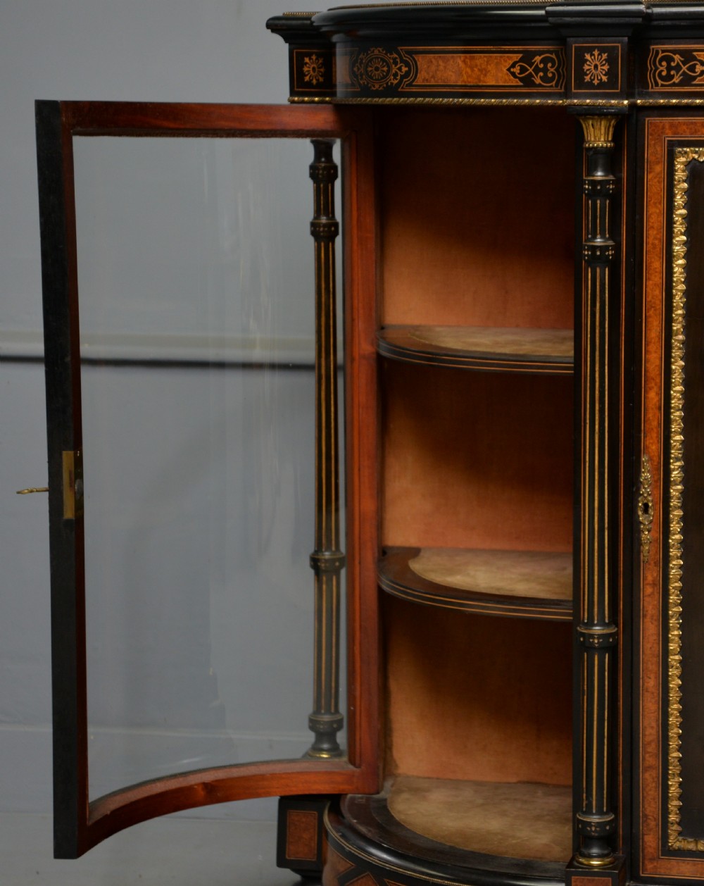 Fine Antique French Ebonised And Amboyna Credenza Cabinet Sideboard View XI