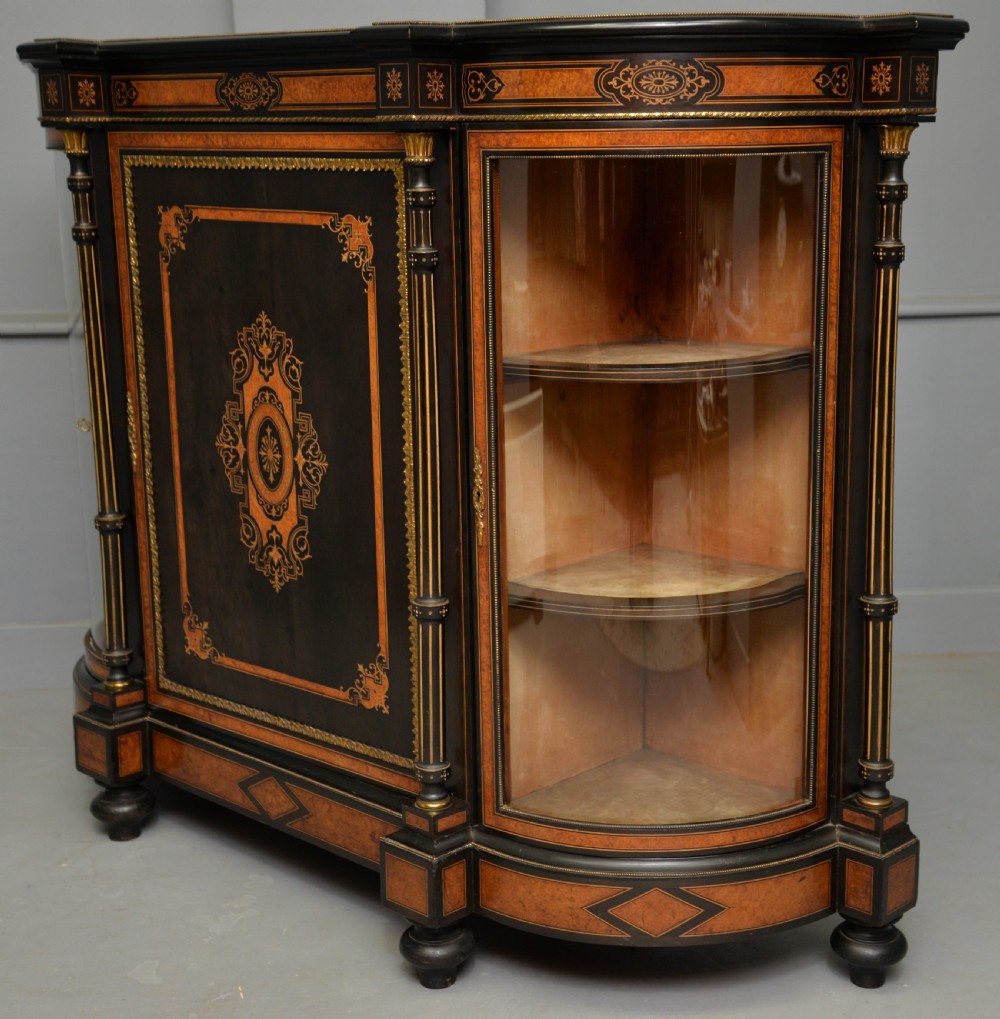 Fine Antique French Ebonised And Amboyna Credenza Cabinet Sideboard View XIX