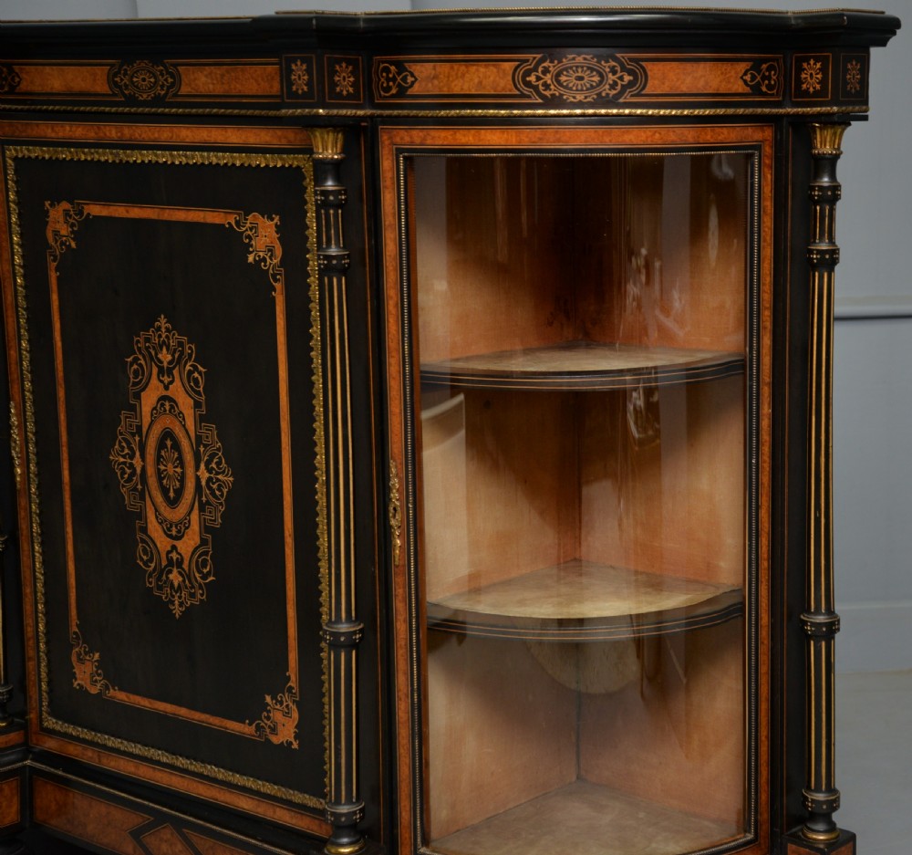 Fine Antique French Ebonised And Amboyna Credenza Cabinet Sideboard View XX