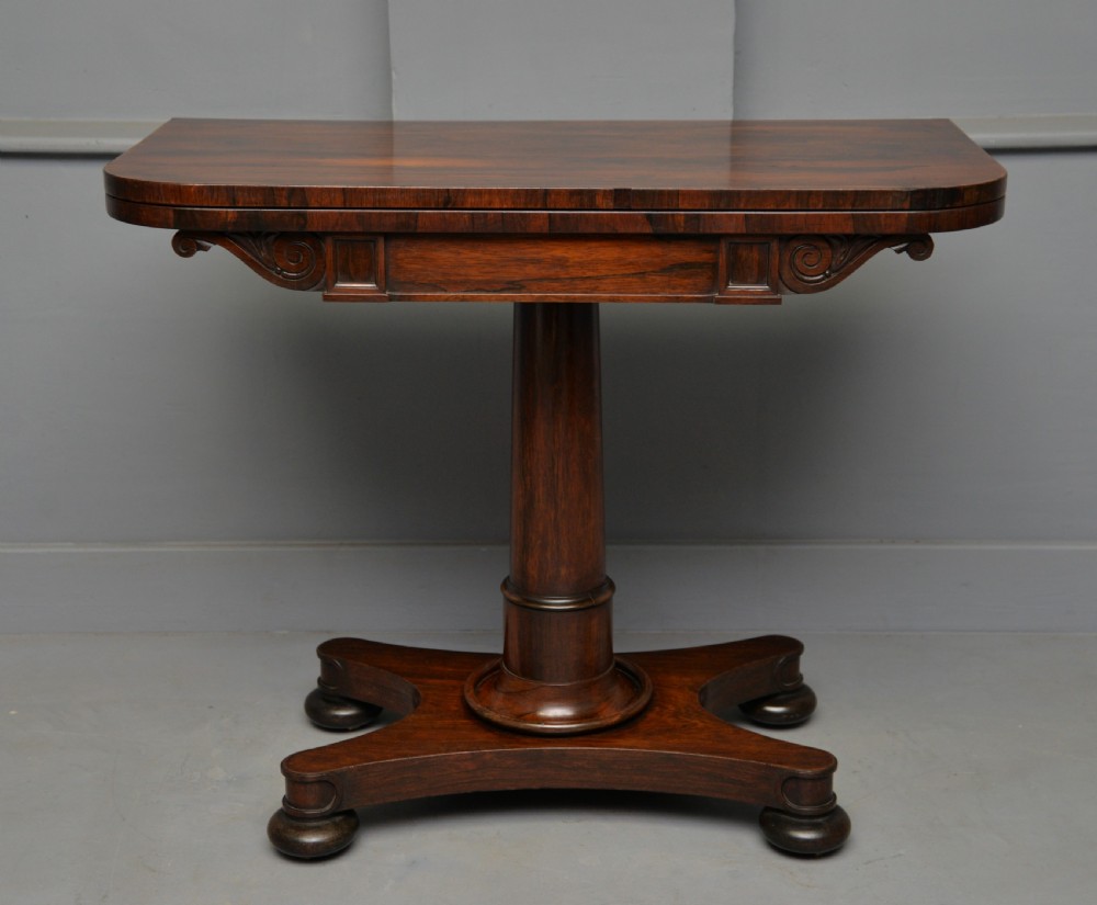 William IV Rosewood Fold-Over Card Side Table