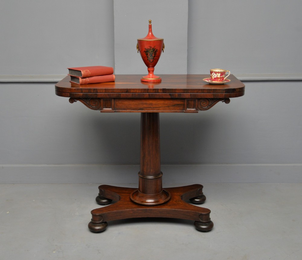 William IV Rosewood Fold-Over Card Side Table View II