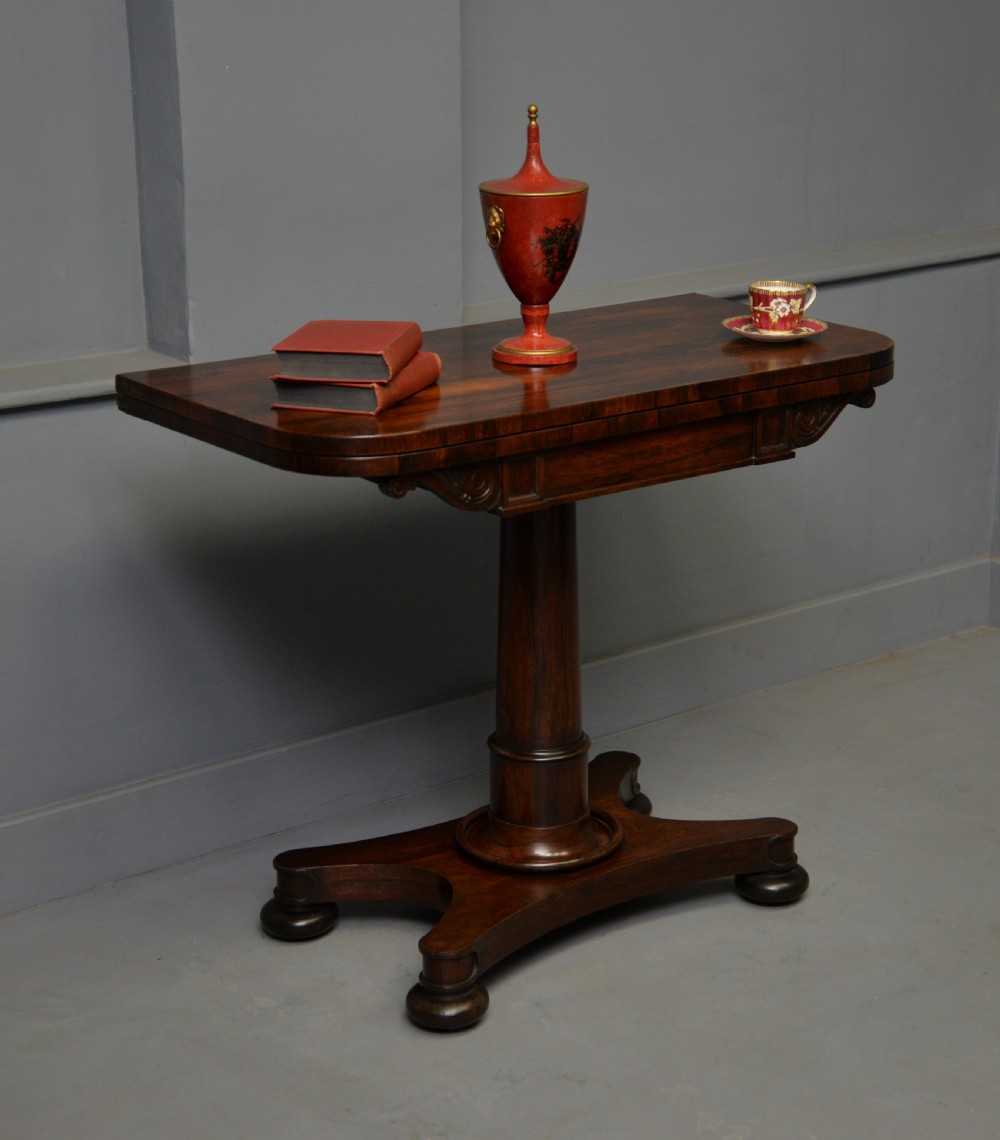 William IV Rosewood Fold-Over Card Side Table View V