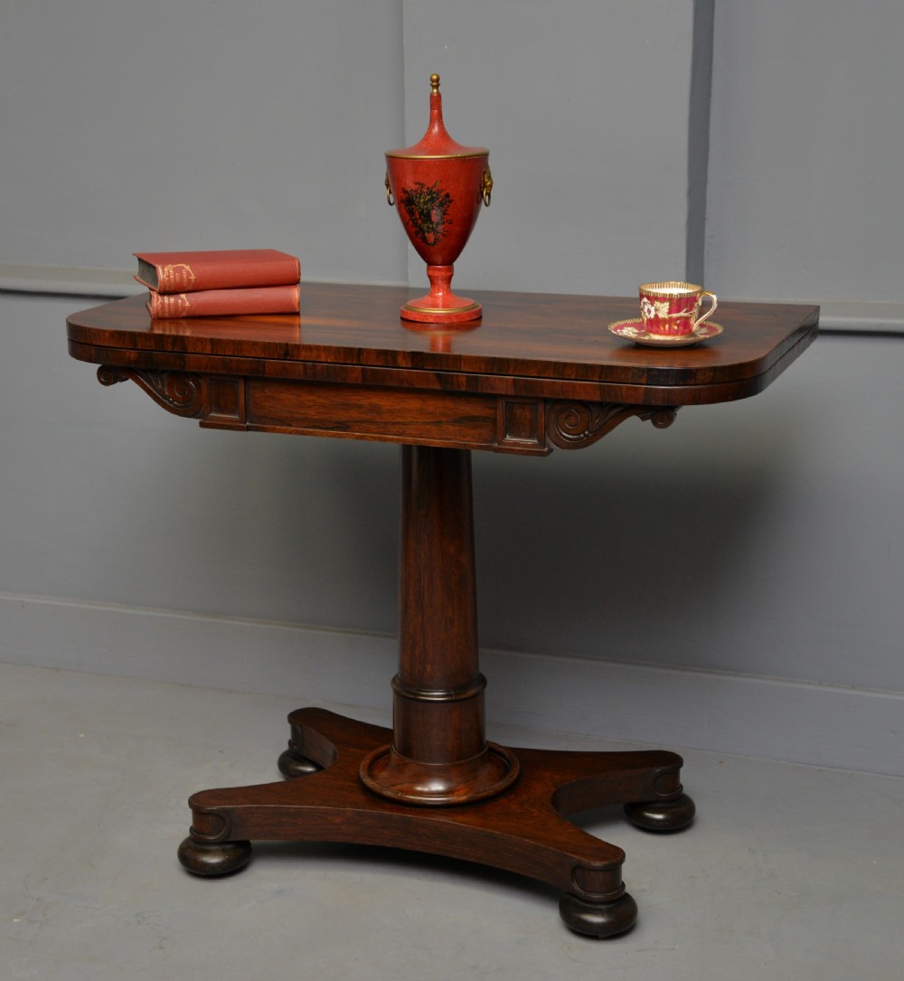 William IV Rosewood Fold-Over Card Side Table View VI