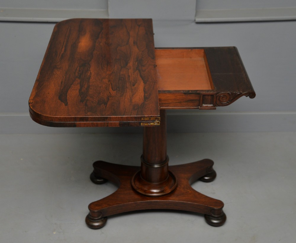 William IV Rosewood Fold-Over Card Side Table View XIV
