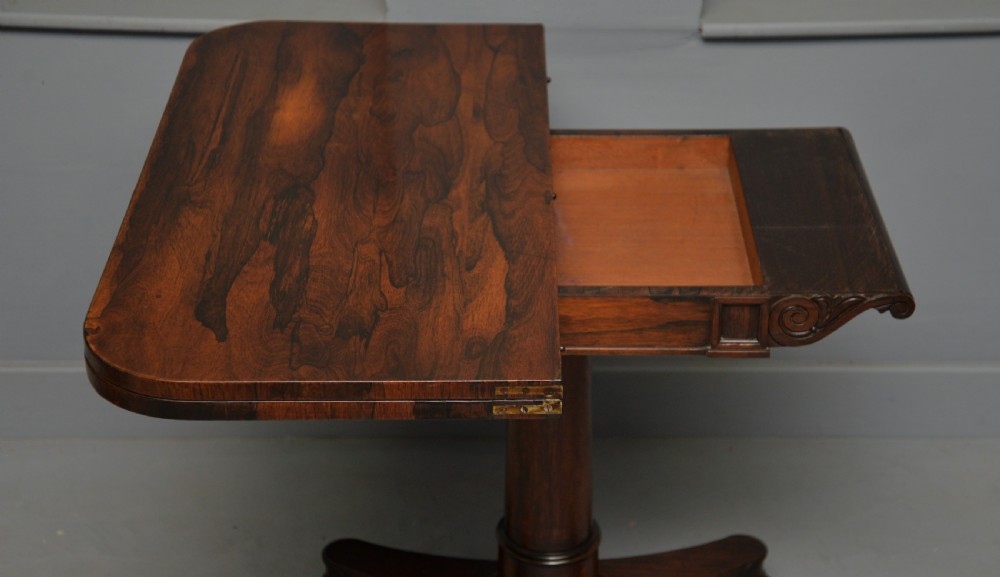 William IV Rosewood Fold-Over Card Side Table View XV