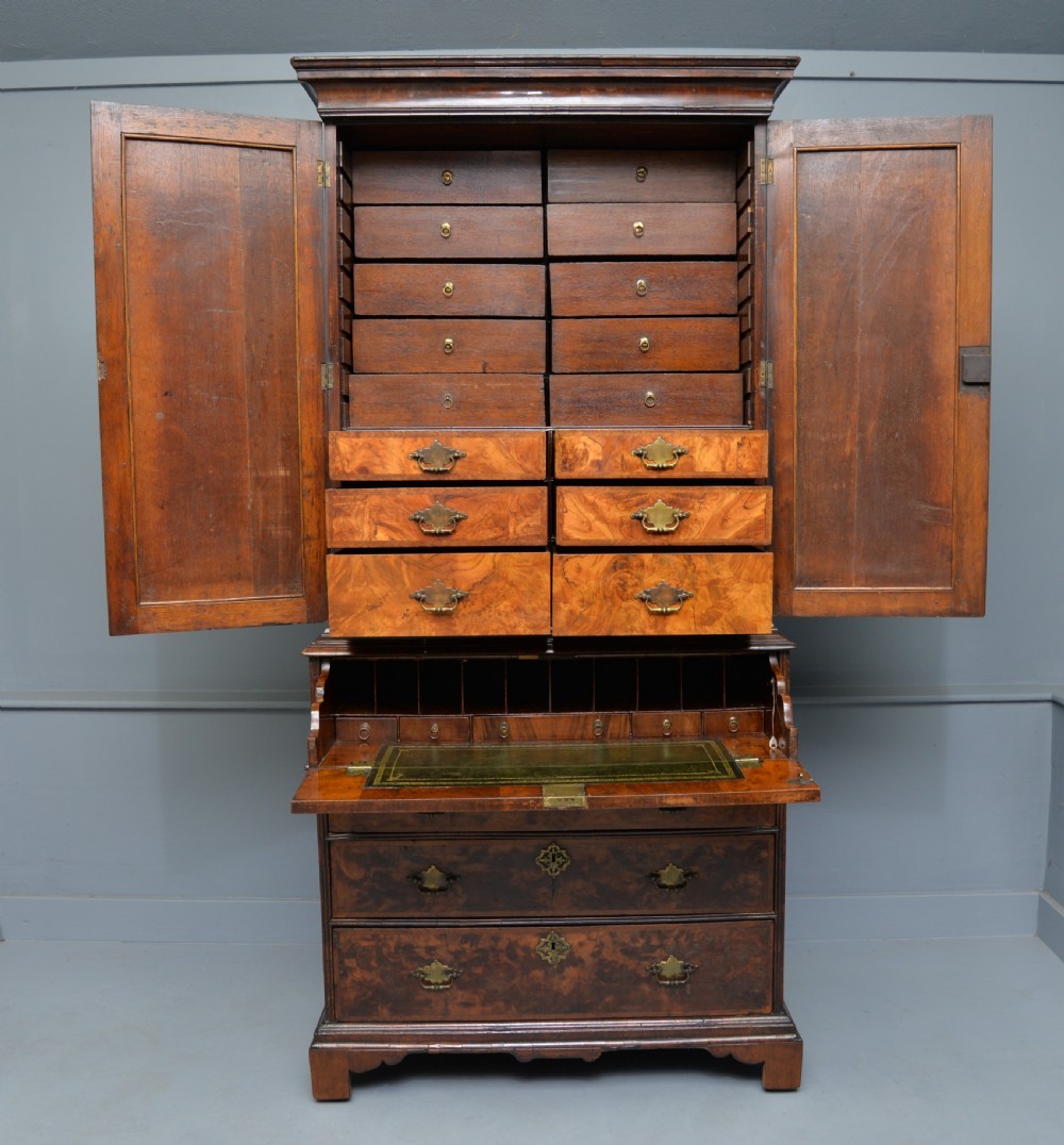 George II Walnut Secretaire Bookcase Desk c1730 View X