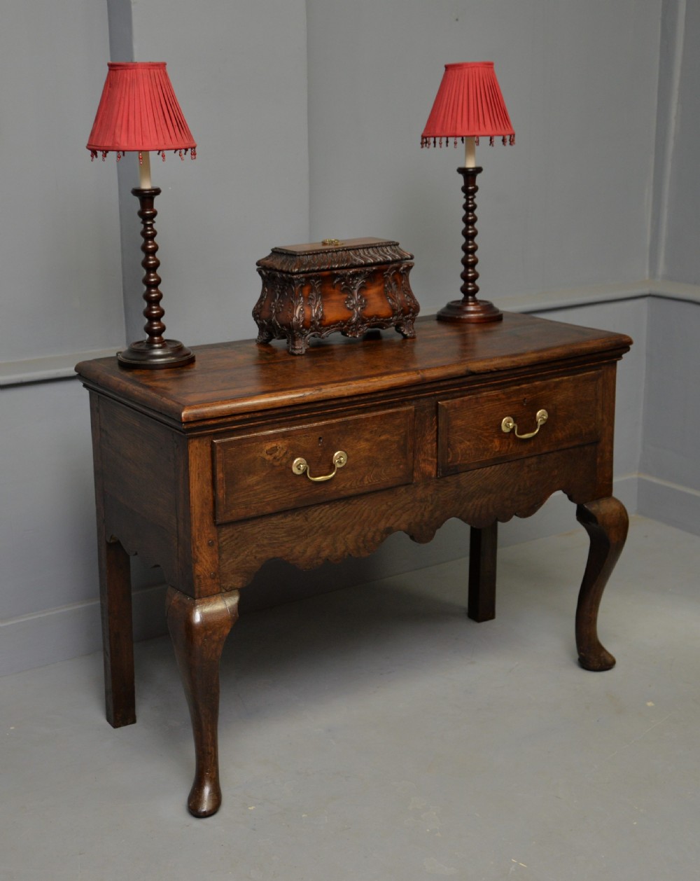 Charming Small Georgian Oak Sideboard Dresser Base View V