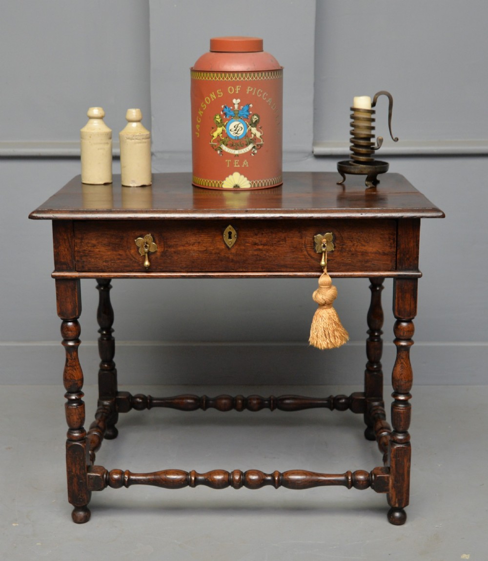Charming 17th Century Oak Side Table View II