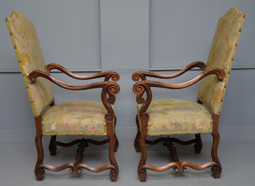 Pair Of Louis XIII Style Walnut Armchairs With Tapestry Upholstery View XIV