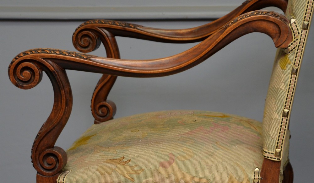 Pair Of Louis XIII Style Walnut Armchairs With Tapestry Upholstery View XX