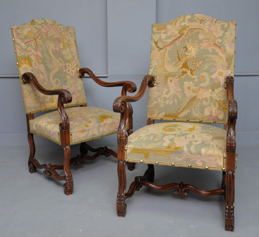 Pair Of Louis XIII Style Walnut Armchairs With Tapestry Upholstery View XXI