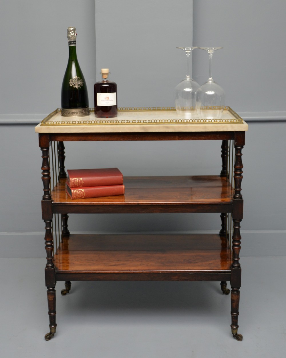 Regency Rosewood & Marble Whatnot Shelves View II