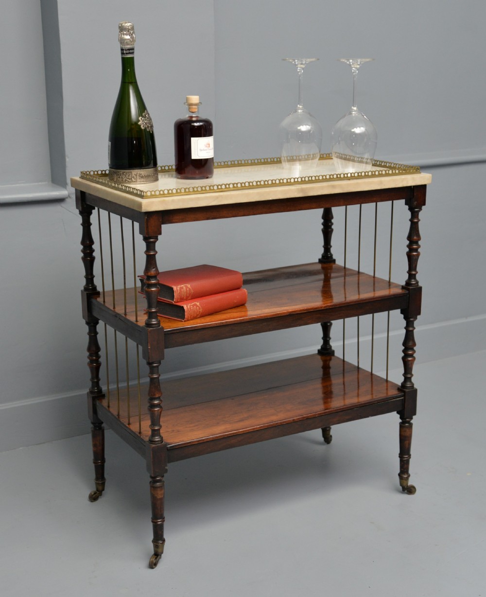 Regency Rosewood & Marble Whatnot Shelves View III