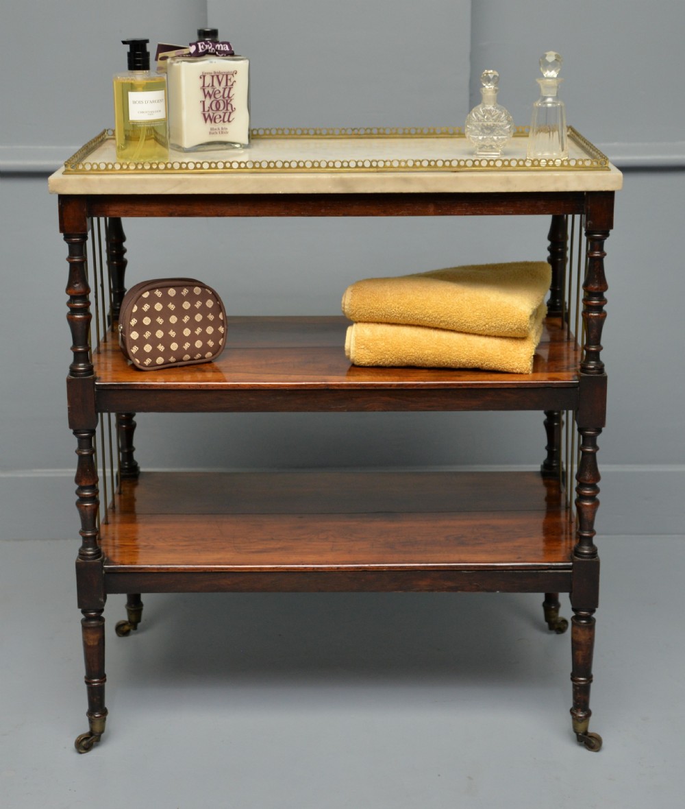 Regency Rosewood & Marble Whatnot Shelves View V
