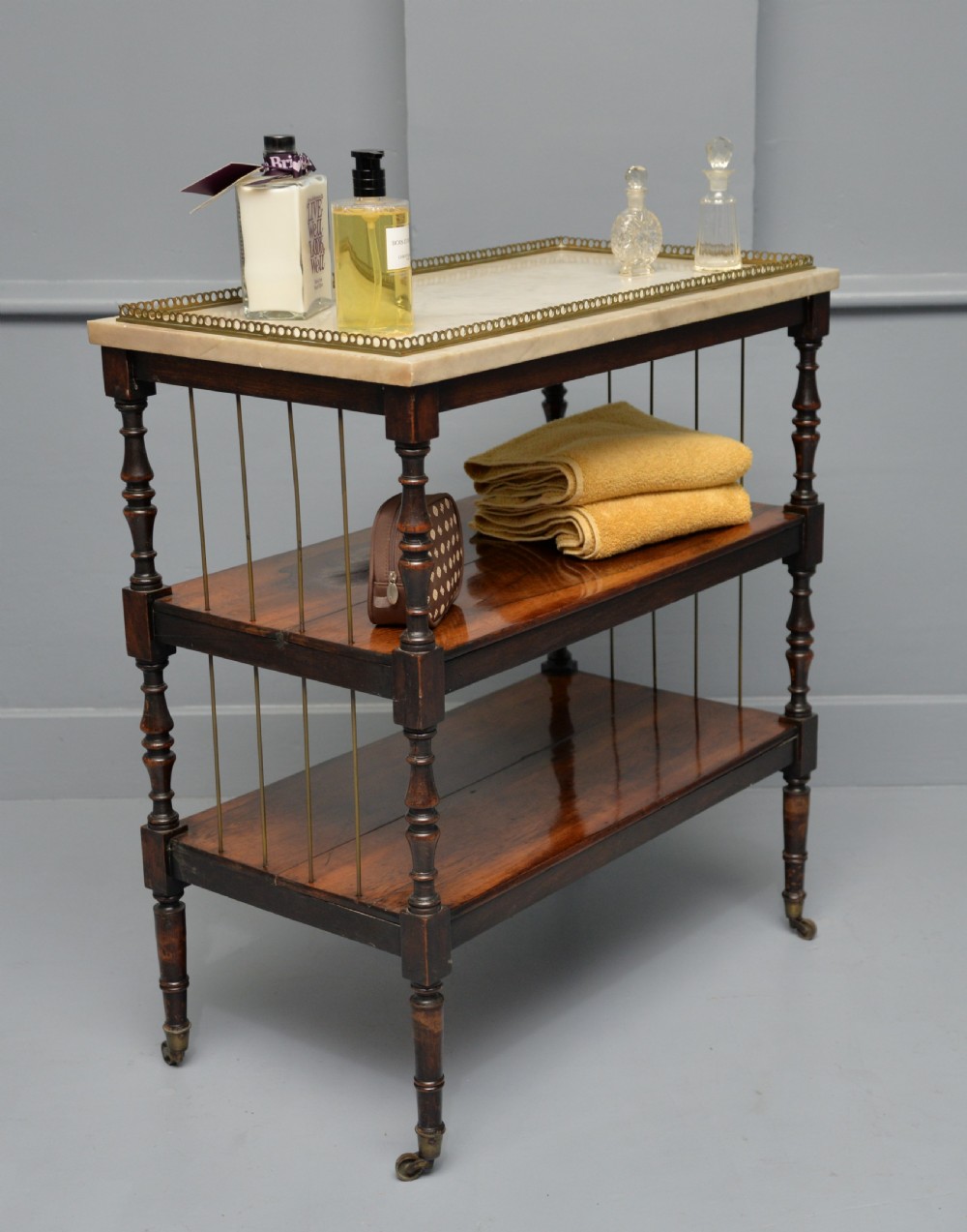 Regency Rosewood & Marble Whatnot Shelves View IX