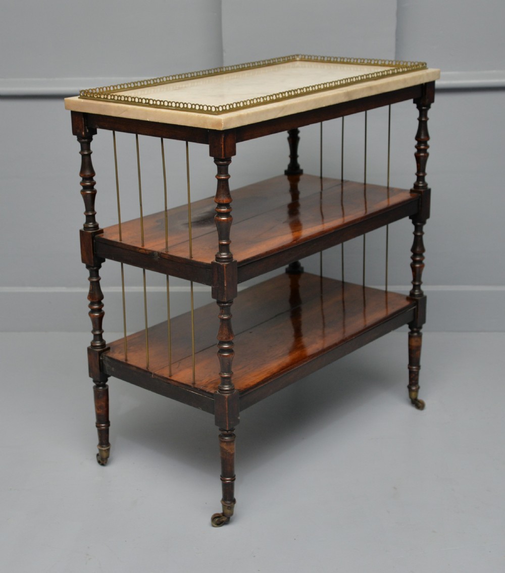 Regency Rosewood & Marble Whatnot Shelves View X