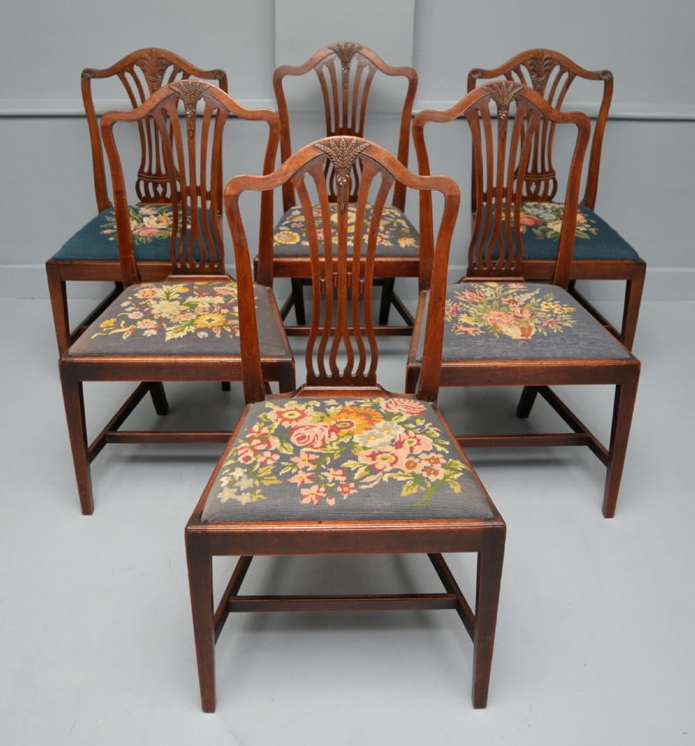 Set Of Six 18th Century Georgian Hepplewhite Mahogany Dining Chairs