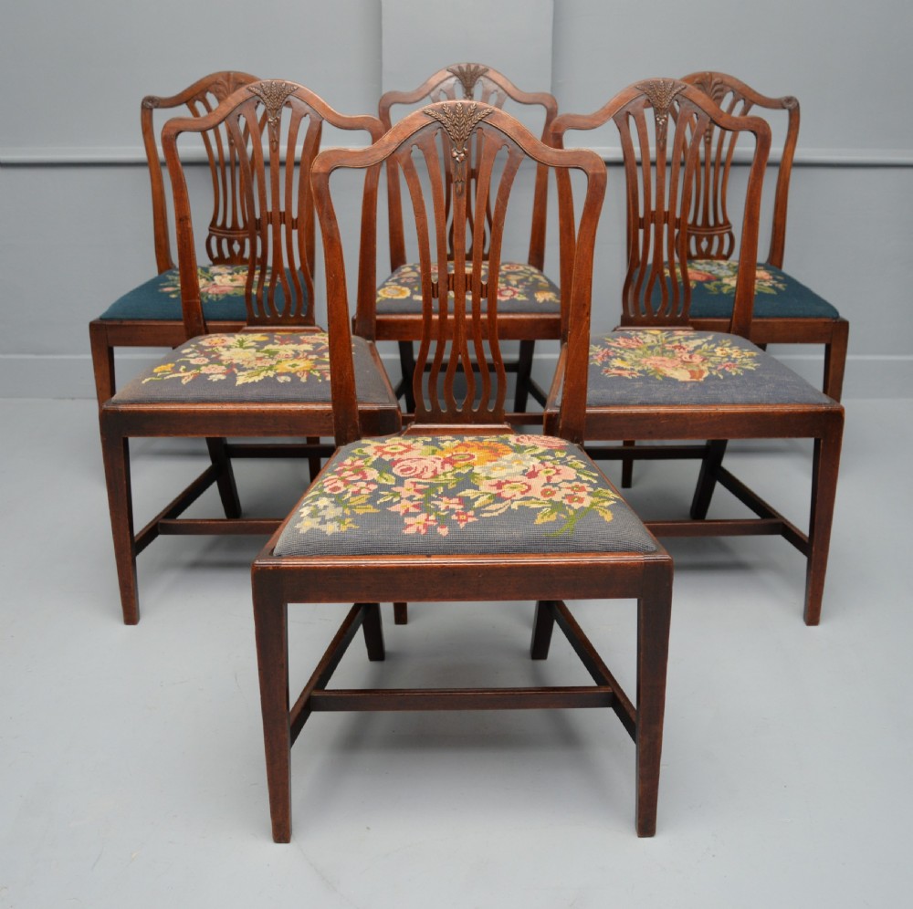 Set Of Six 18th Century Georgian Hepplewhite Mahogany Dining Chairs View II