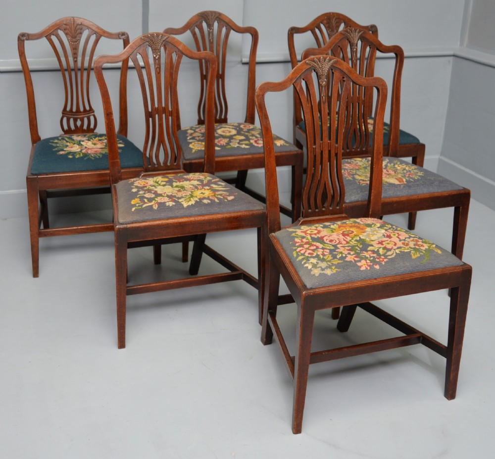 Set Of Six 18th Century Georgian Hepplewhite Mahogany Dining Chairs View V