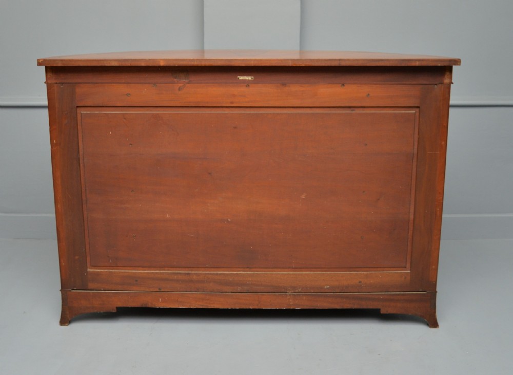 George III Style Satinwood Inlaid Demi Lune Commode Cabinet-Cowtan & Sons London View XXIV