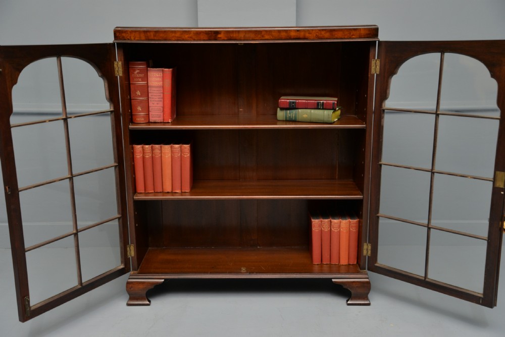 1920`s Queen Anne Style Walnut Glazed Bookcase View III