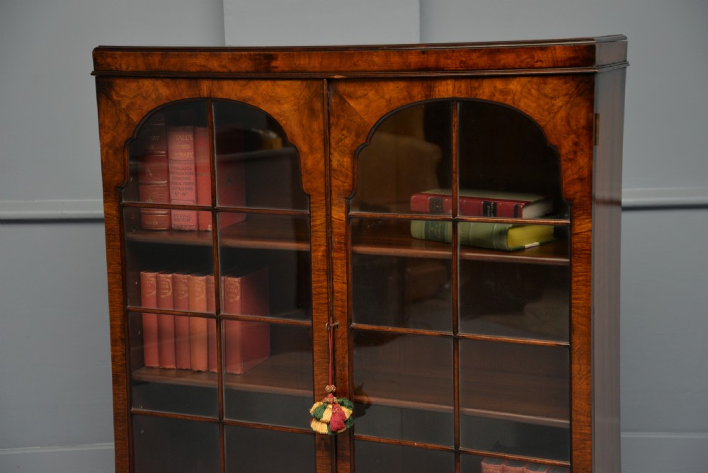 1920`s Queen Anne Style Walnut Glazed Bookcase View XI