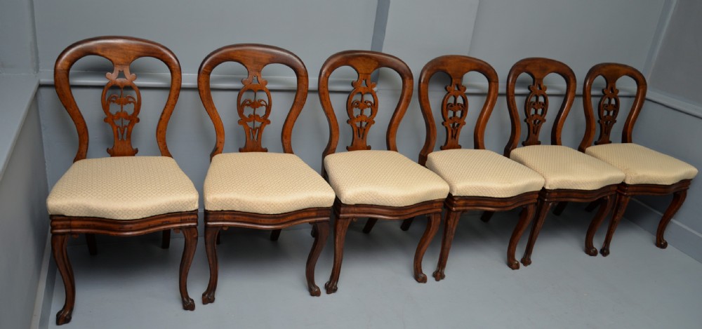 Set Of Six Victorian Mahogany Balloon Back Dining Chairs View XI