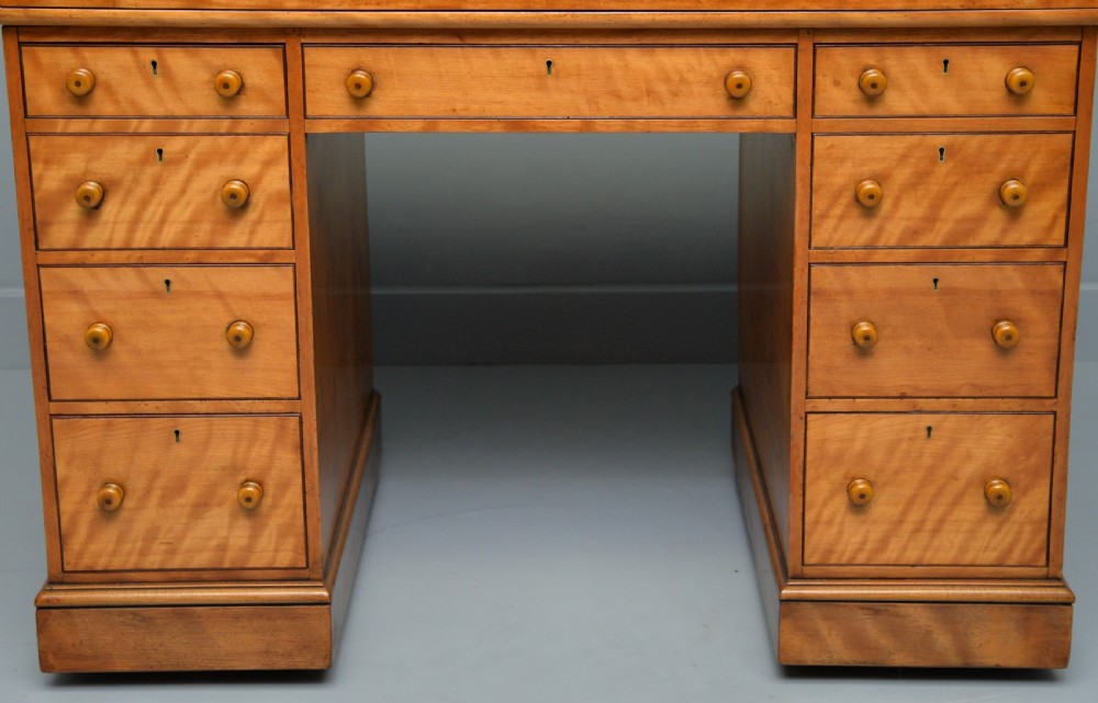 Superb Quality Victorian Satinwood Pedestal Desk View II