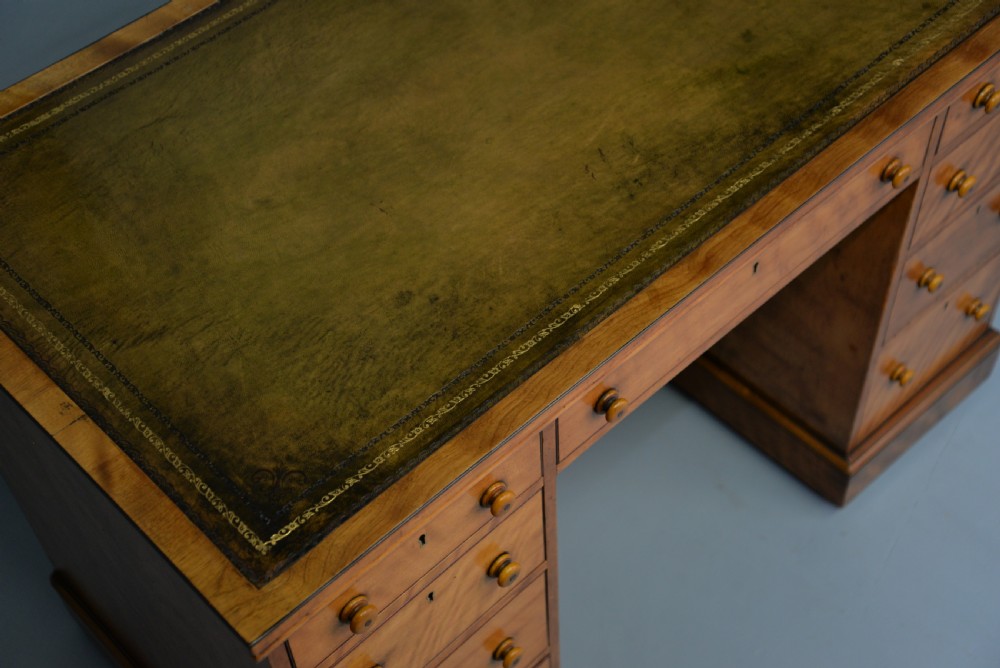 Superb Quality Victorian Satinwood Pedestal Desk View IV