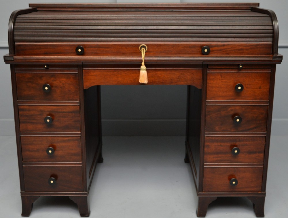 Victorian Mahogany Tambour Roll Top Cylinder Desk View II