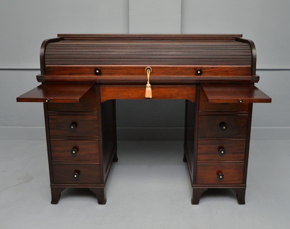 Victorian Mahogany Tambour Roll Top Cylinder Desk View VI