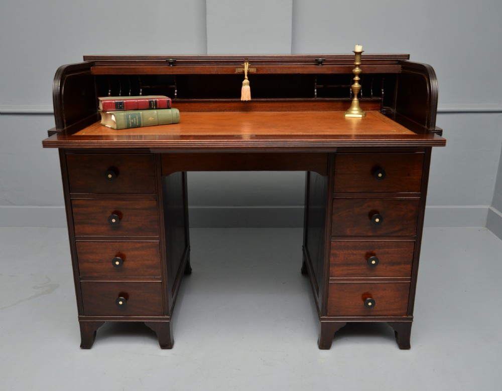 Victorian Mahogany Tambour Roll Top Cylinder Desk View XVII