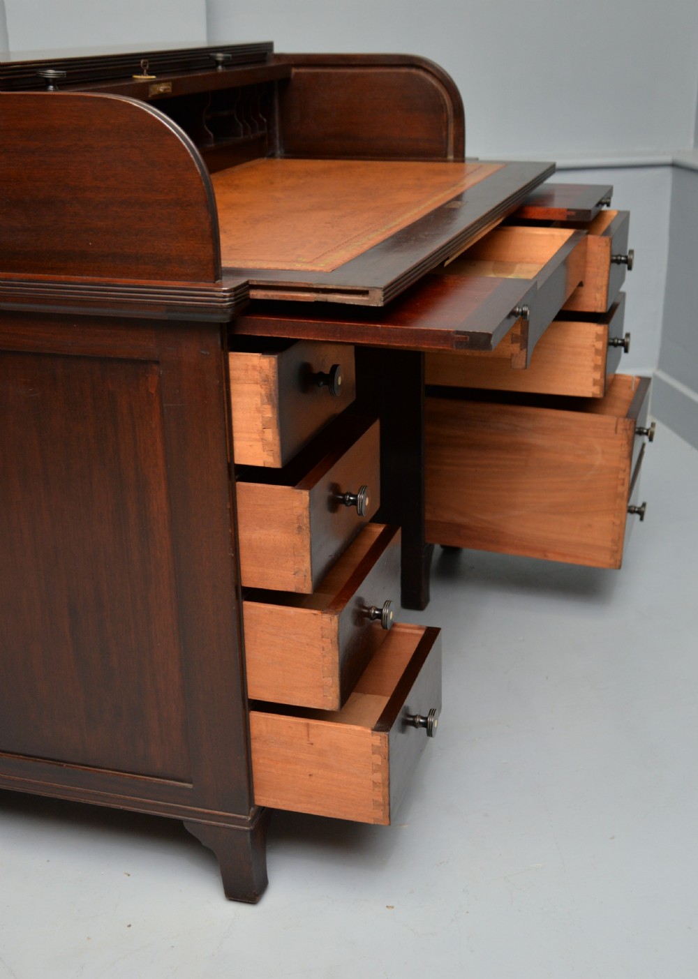 Victorian Mahogany Tambour Roll Top Cylinder Desk View XIX