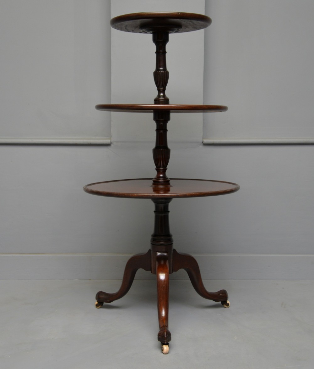Georgian Mahogany Three Tier Dumb Waiter Side Table View III