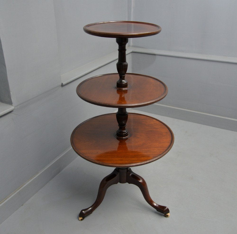 Georgian Mahogany Three Tier Dumb Waiter Side Table View IV