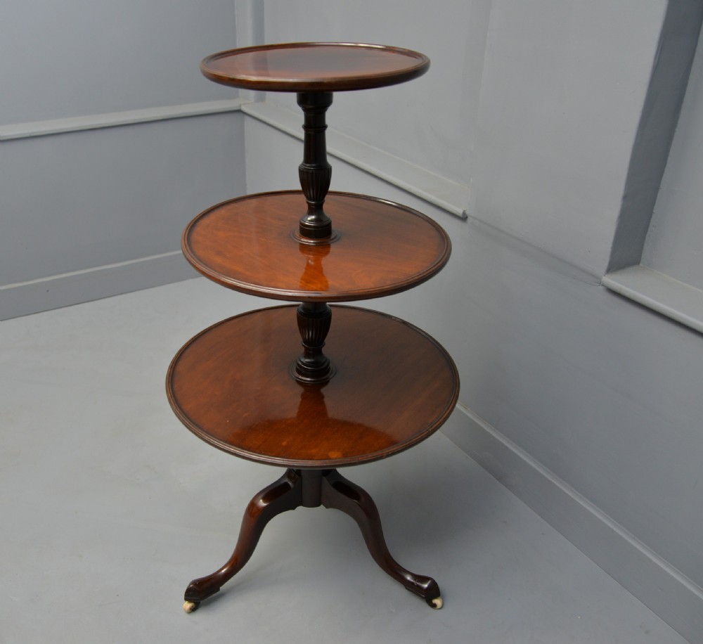 Georgian Mahogany Three Tier Dumb Waiter Side Table View V