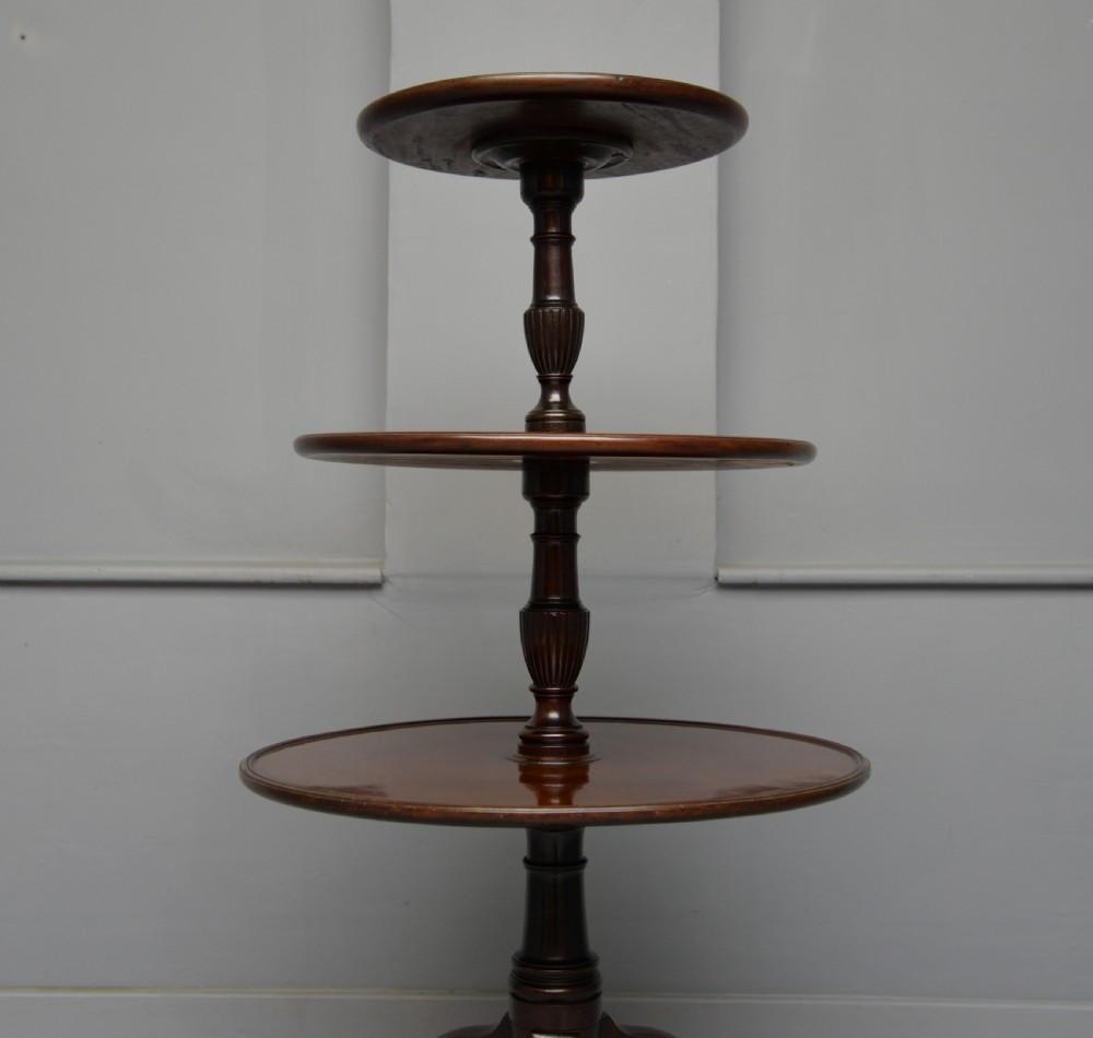 Georgian Mahogany Three Tier Dumb Waiter Side Table View VIII