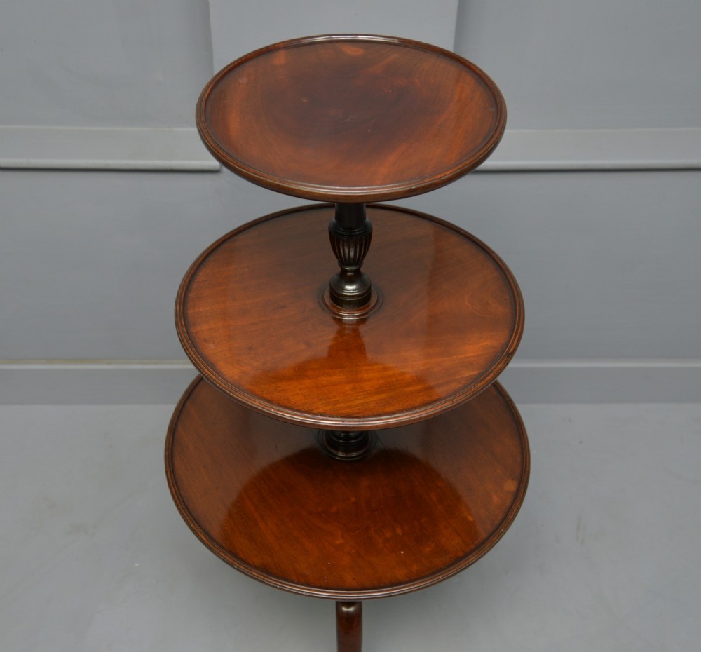 Georgian Mahogany Three Tier Dumb Waiter Side Table View IX