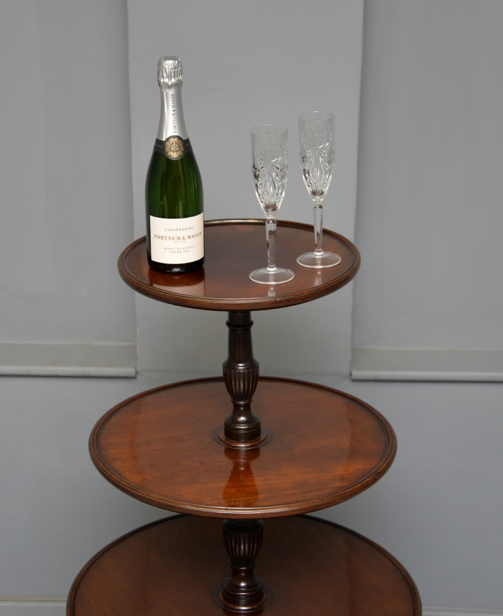 Georgian Mahogany Three Tier Dumb Waiter Side Table View XI
