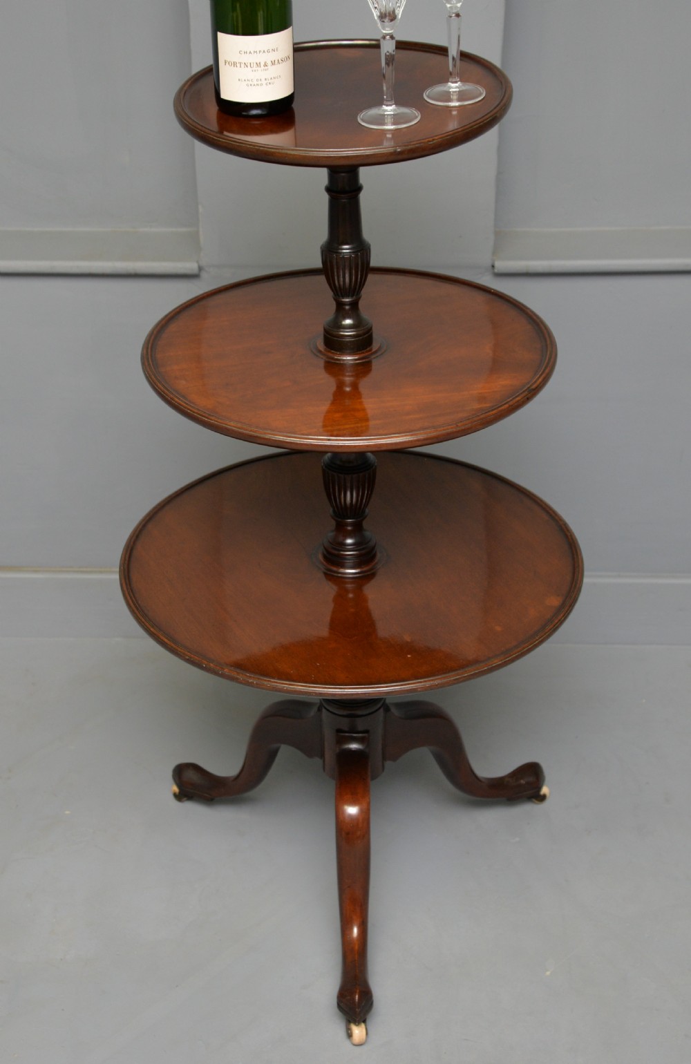 Georgian Mahogany Three Tier Dumb Waiter Side Table View XII