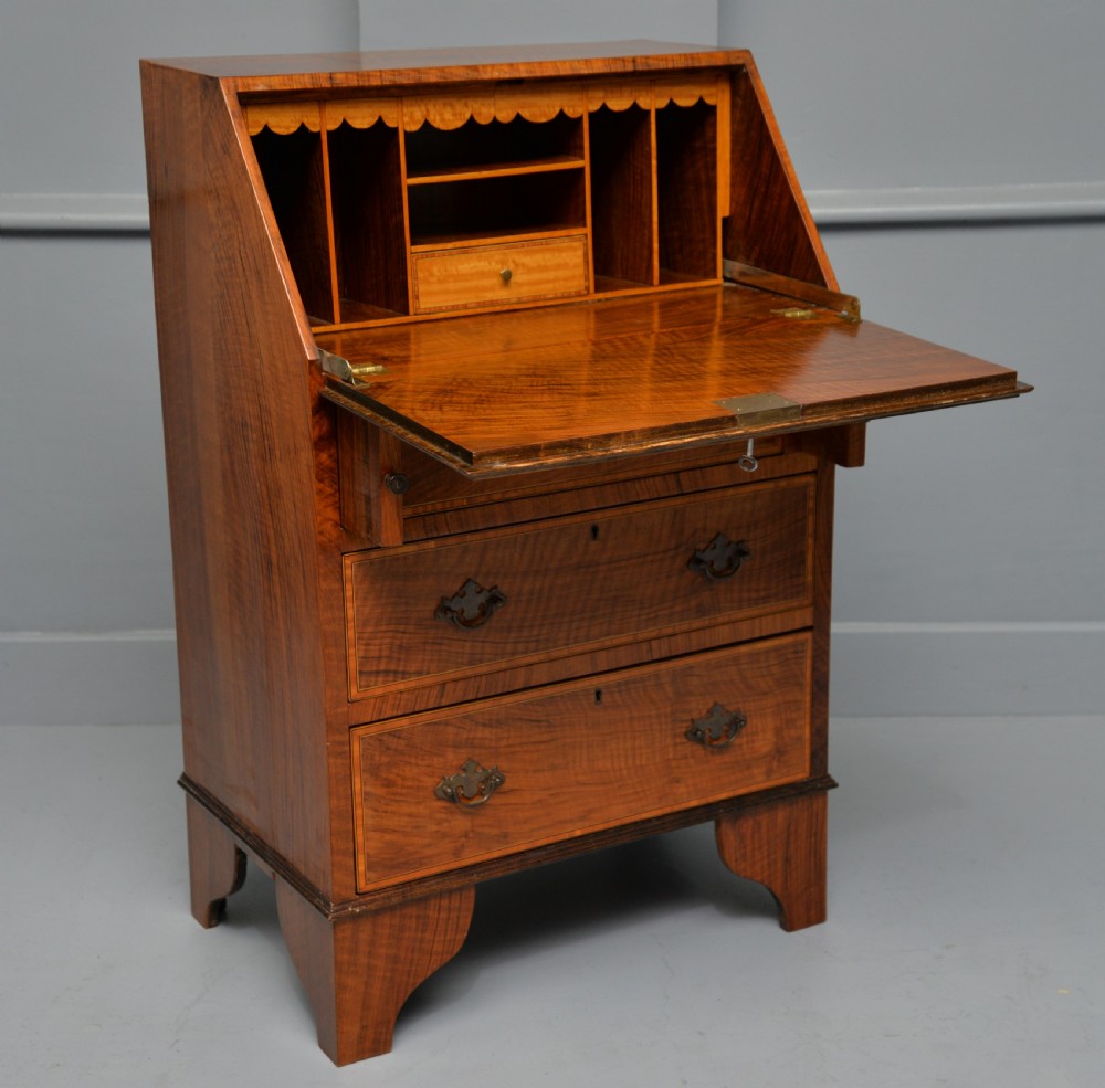 Small Georgian Revival Inlaid Satinwood Bureau Desk
